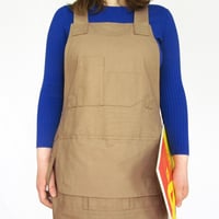 Image 3 of Unisex Woodwork Apron with Vast Array of Pockets and Comfortable Crossback Straps. Warm Beige Canvas