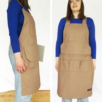 Image 6 of Unisex Woodwork Apron with Vast Array of Pockets and Comfortable Crossback Straps. Warm Beige Canvas