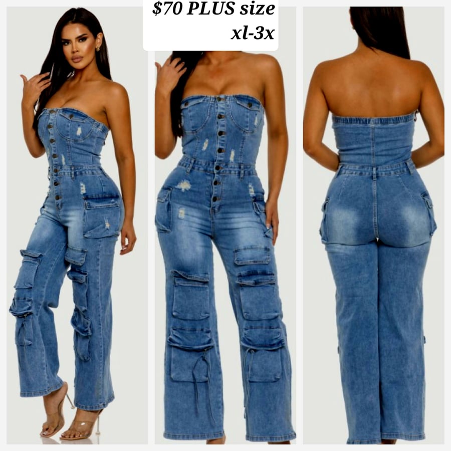 Image of Jean tube Jumpsuit PLUS SIZE xl-3x