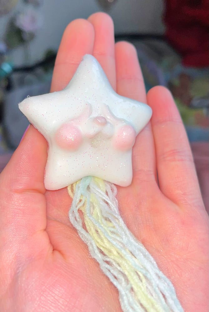Image of White Star Brooch, rainbow tail