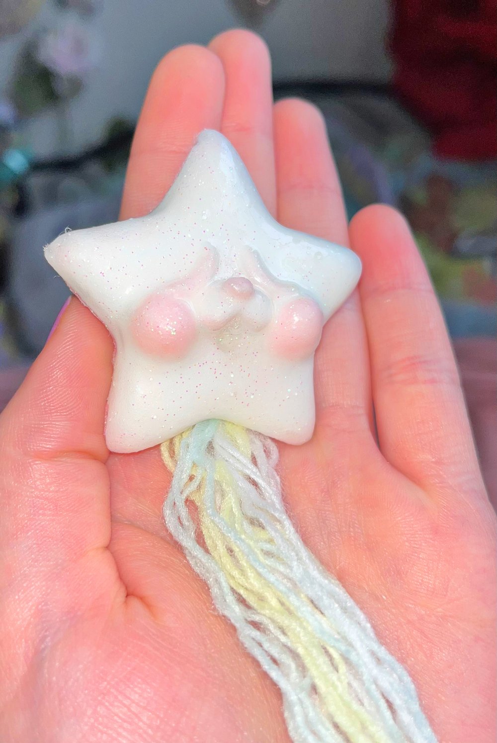 Image of White Star Brooch, rainbow tail