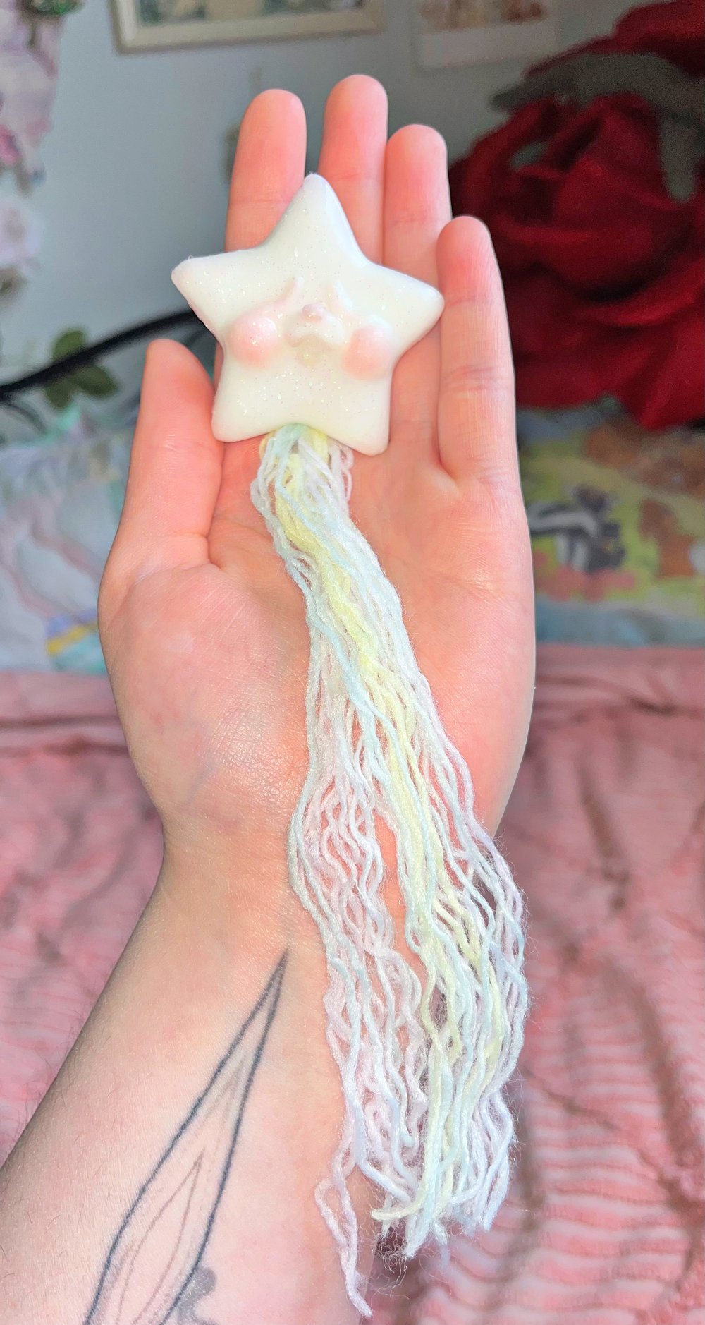 Image of White Star Brooch, rainbow tail