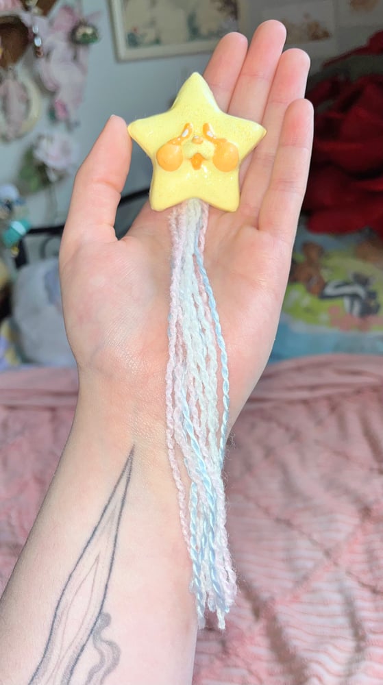 Image of Yellow Star Brooch, Trans Pride! Skinny Tail