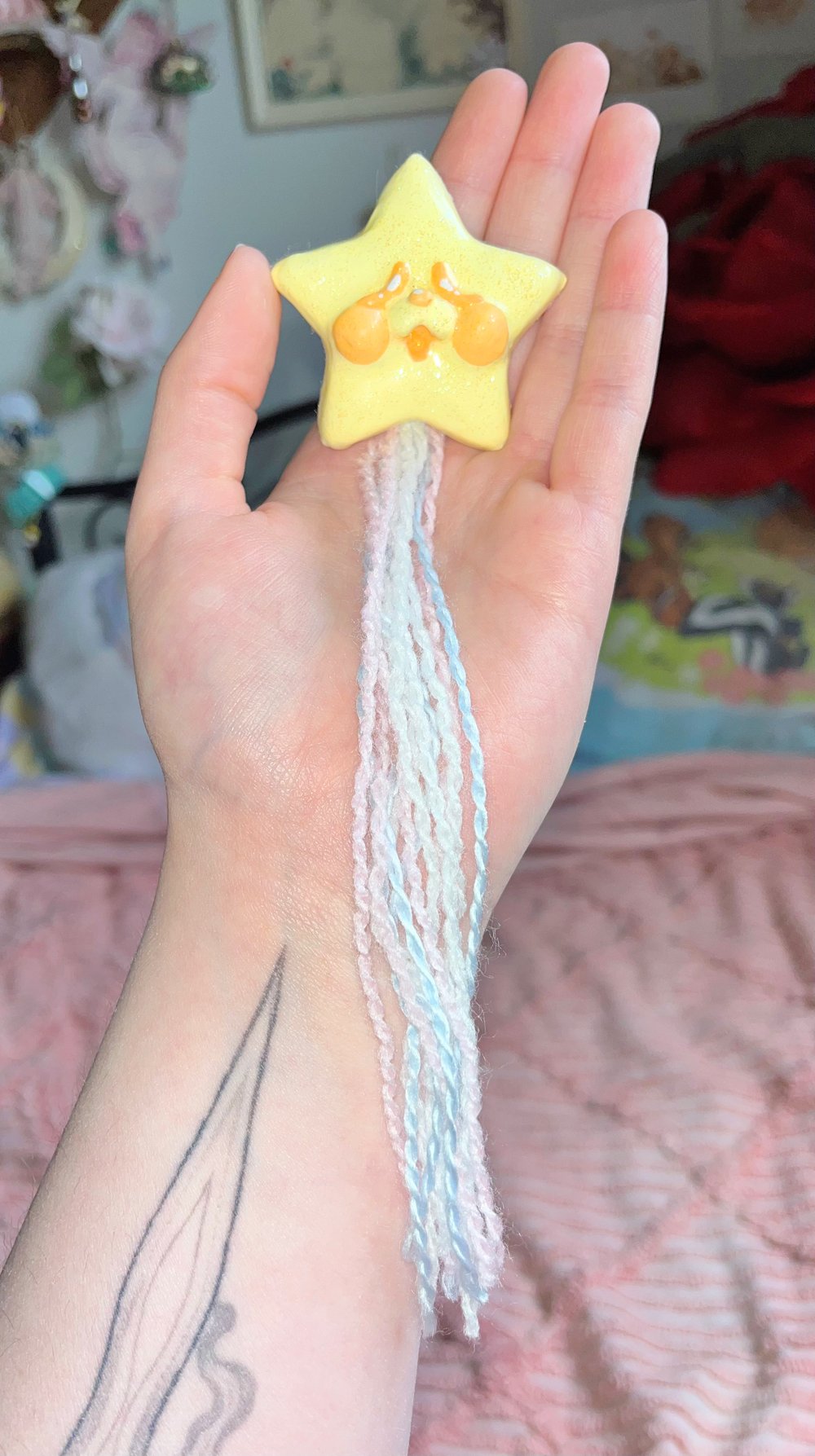 Image of Yellow Star Brooch, Trans Pride! Skinny Tail