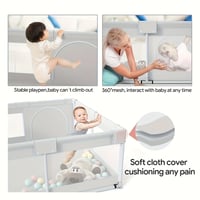 Image 2 of Sturdy Safety Baby Fence, Baby Playpen, Learning to Walk Fence, Household Climbing Mat Play Pen for 