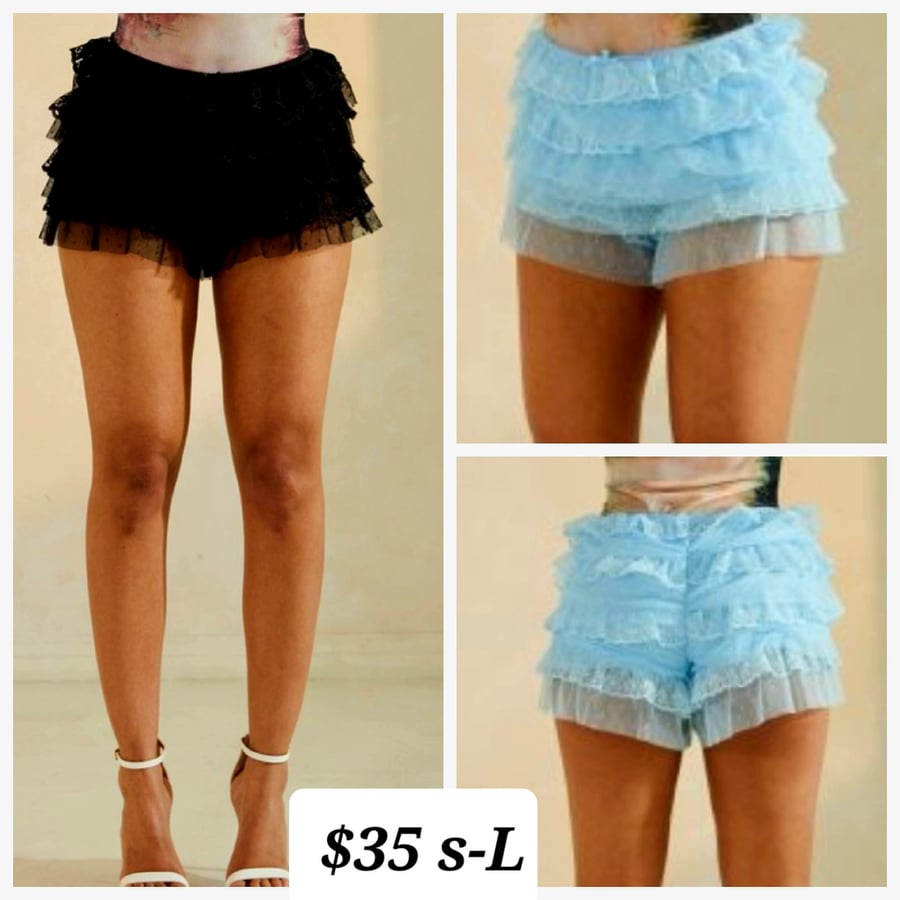 Image of Ruffle short pant (available in blue and black)