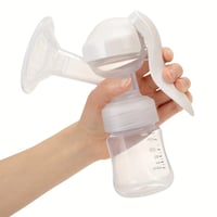 Image 2 of 1pc White manual breast pump with bottle, large capacity of 5 ounces, portable and lightweight breas