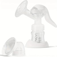 Image 3 of 1pc White manual breast pump with bottle, large capacity of 5 ounces, portable and lightweight breas