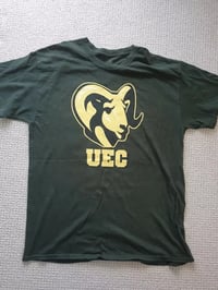 Image 2 of Vintage T Shirt Size Large Dark Green With Logo Ikon Collectables