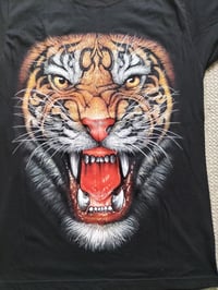 Image 4 of Eye of the Tiger Print My Family T Shirt Medium Black with Print Front and Back