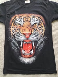 Image 5 of Eye of the Tiger Print My Family T Shirt Medium Black with Print Front and Back