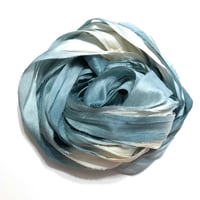Image 1 of Ready To Ship! 10YD. MARINE OMBRE HAND DYED SARI SILK RIBBON BY COLOR BURST SILK