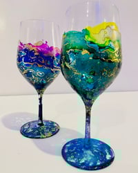 Image 2 of Townsville Workshop - Alcohol Ink Wine Glasses (Set of 2) 