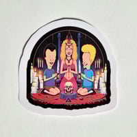 Image 1 of Beavis And Butt-Head Performing A Satanic Ritual Matte Vinyl Sticker