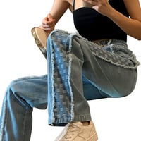 Image 1 of Fray Play Checker Denim