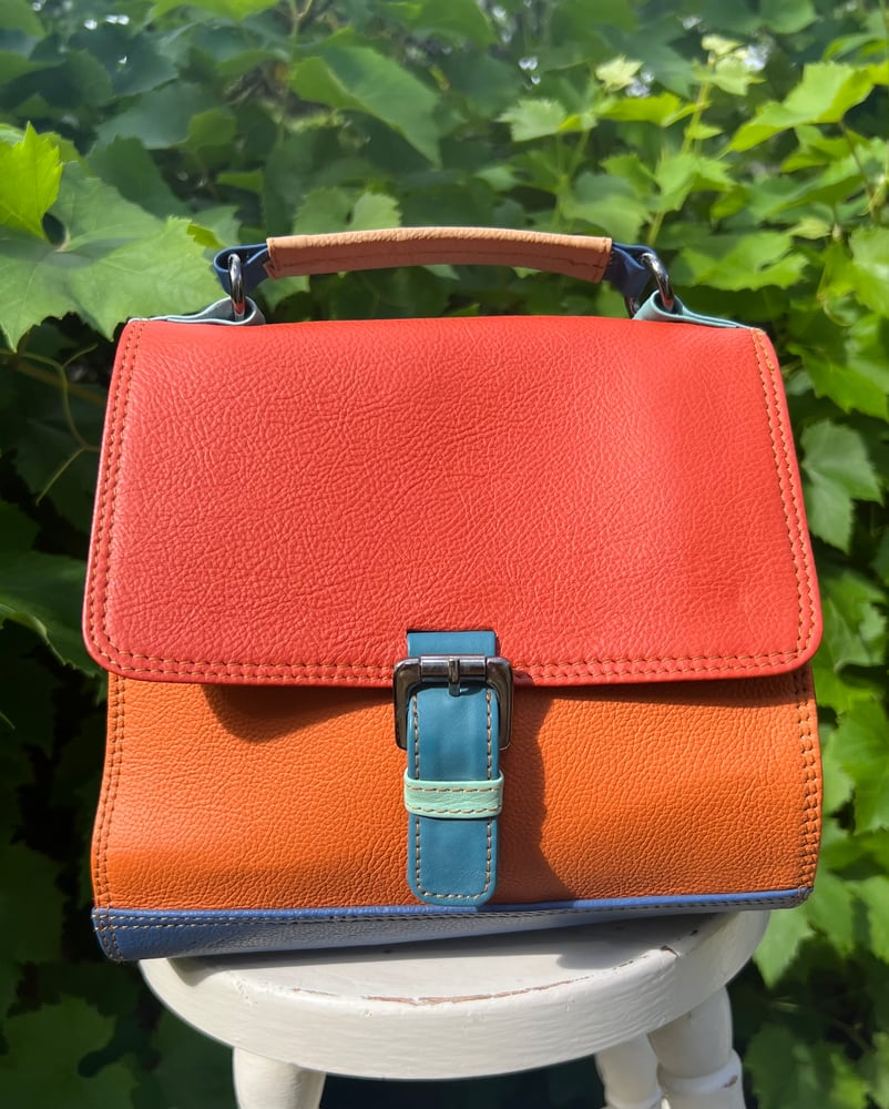 Image of Harlequin Collection - Recycled Leather/Fur Classic Handbag. #6D