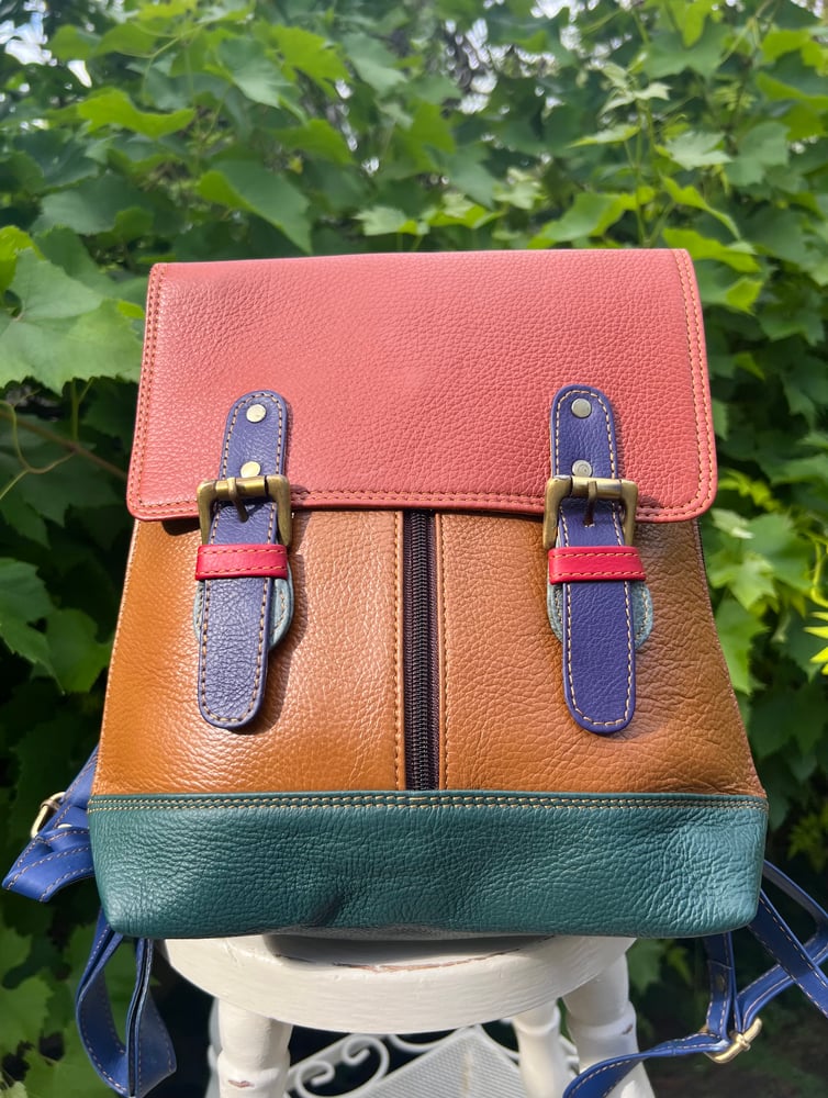 Image of Harlequin Collection - Buffalo Leather Small Backpack - AA3