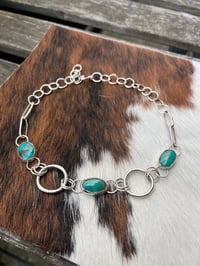 Image 1 of Sterling silver choker with 3 royston turquoises 