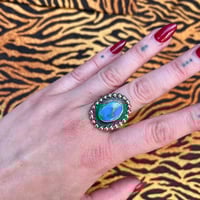 Image 1 of Sterling silver ring with blue turquoise size 60