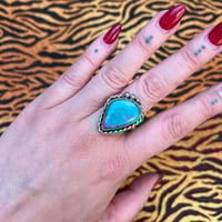 Image 1 of Sterling silver ring with turquoise size 60