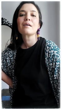 Image 8 of Orecchini pendenti floreali in pelle WHEAT PENDANTS - Viole e sole