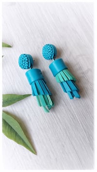 Image 2 of Orecchini pendenti floreali in pelle WHEAT PENDANTS - OltreMare