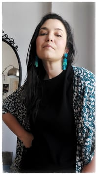 Image 9 of Orecchini pendenti floreali in pelle WHEAT PENDANTS - OltreMare