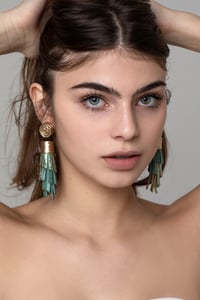 Image 3 of Orecchini pendenti floreali in pelle WHEAT PENDANTS - OltreMare