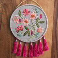 Image 1 of Pink Floral Tassel Hoop 