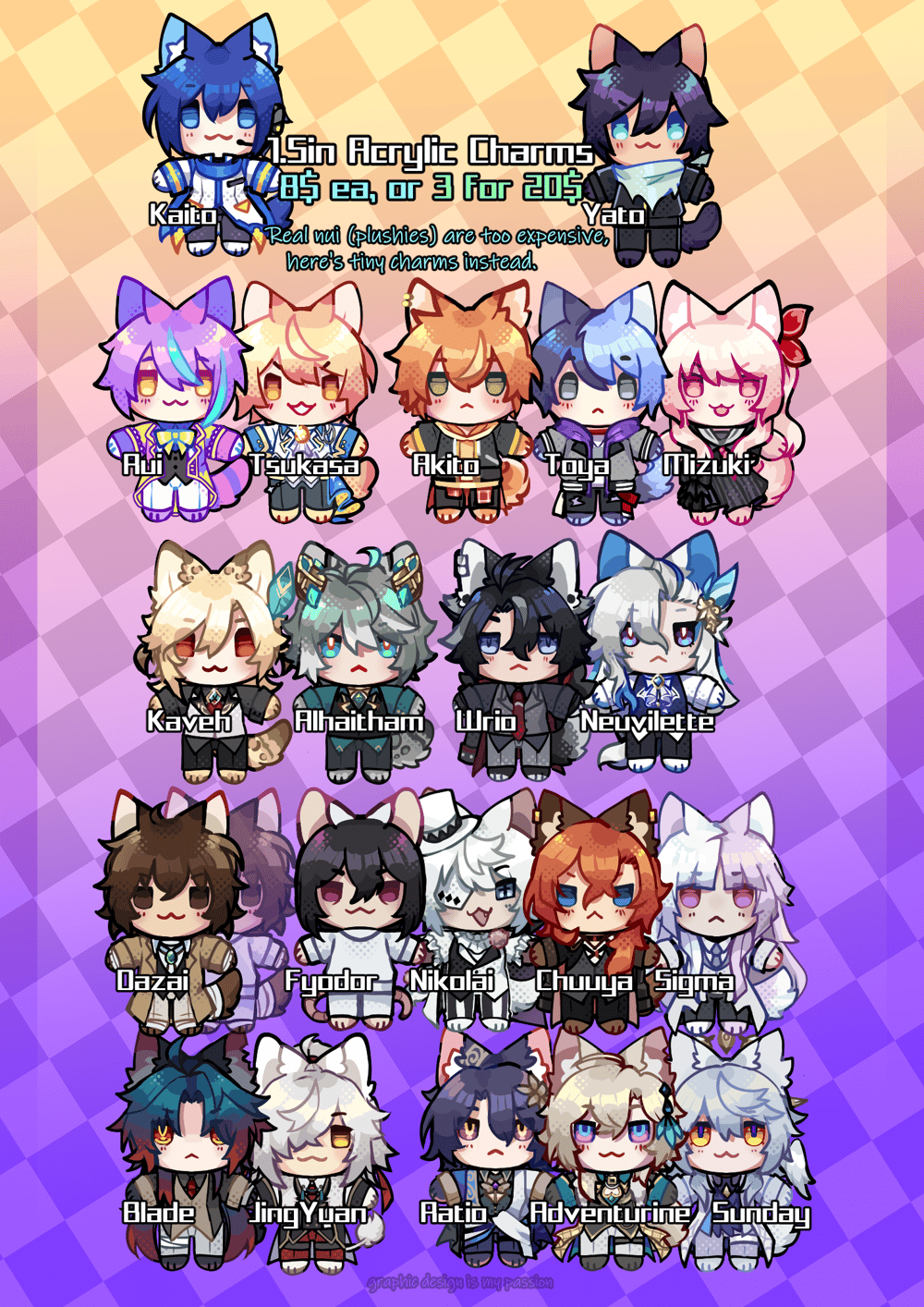 Image of 1.5in "Nui" Charms