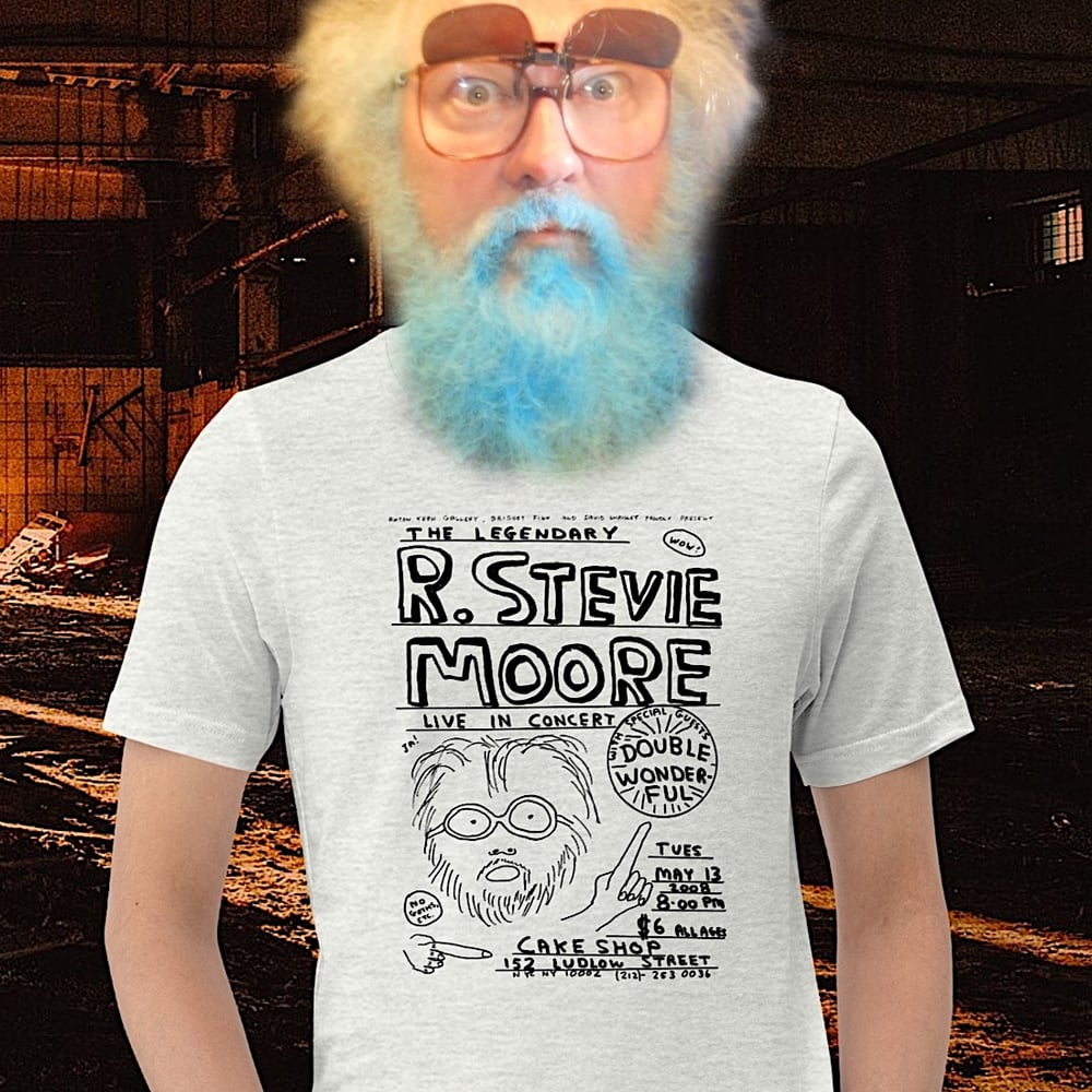 R. Stevie Moore x David Shrigley limited edition CAKE SHOP unisex t-shirt - black print
