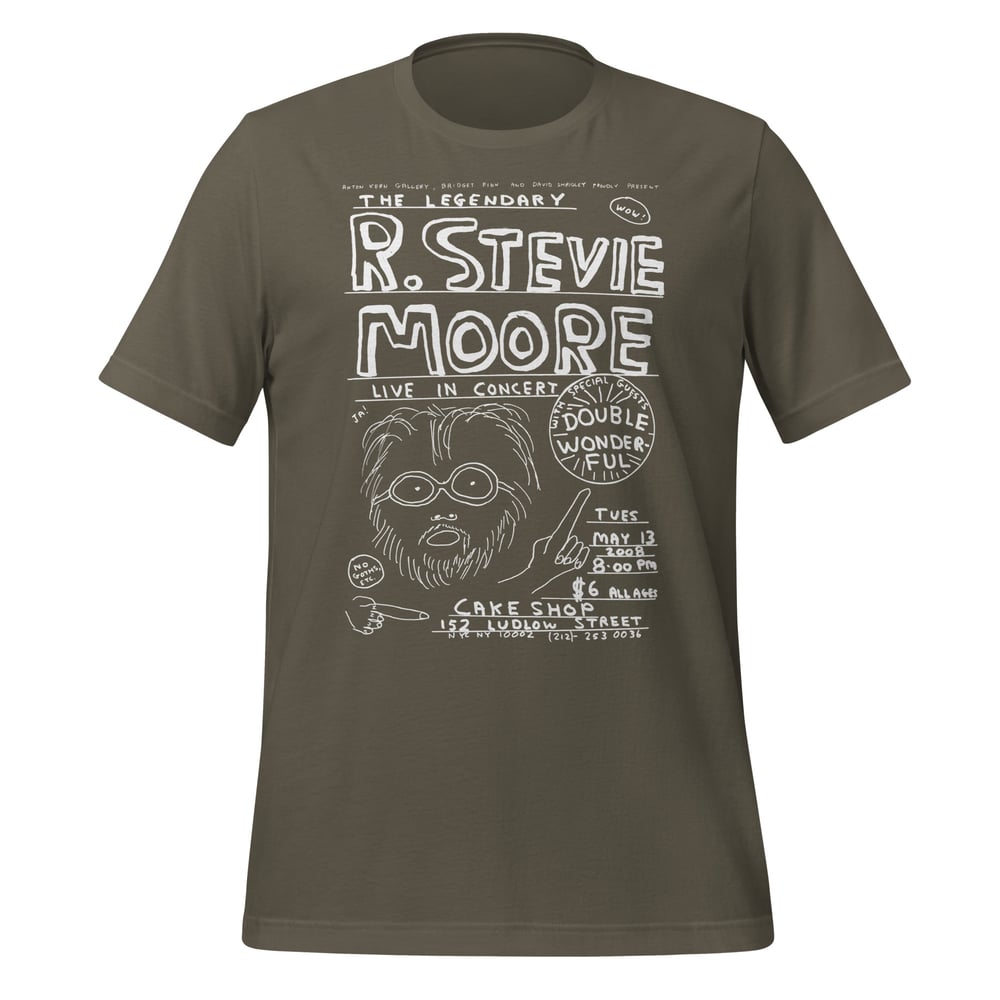 R. Stevie Moore x David Shrigley limited edition CAKE SHOP unisex t-shirt - white print