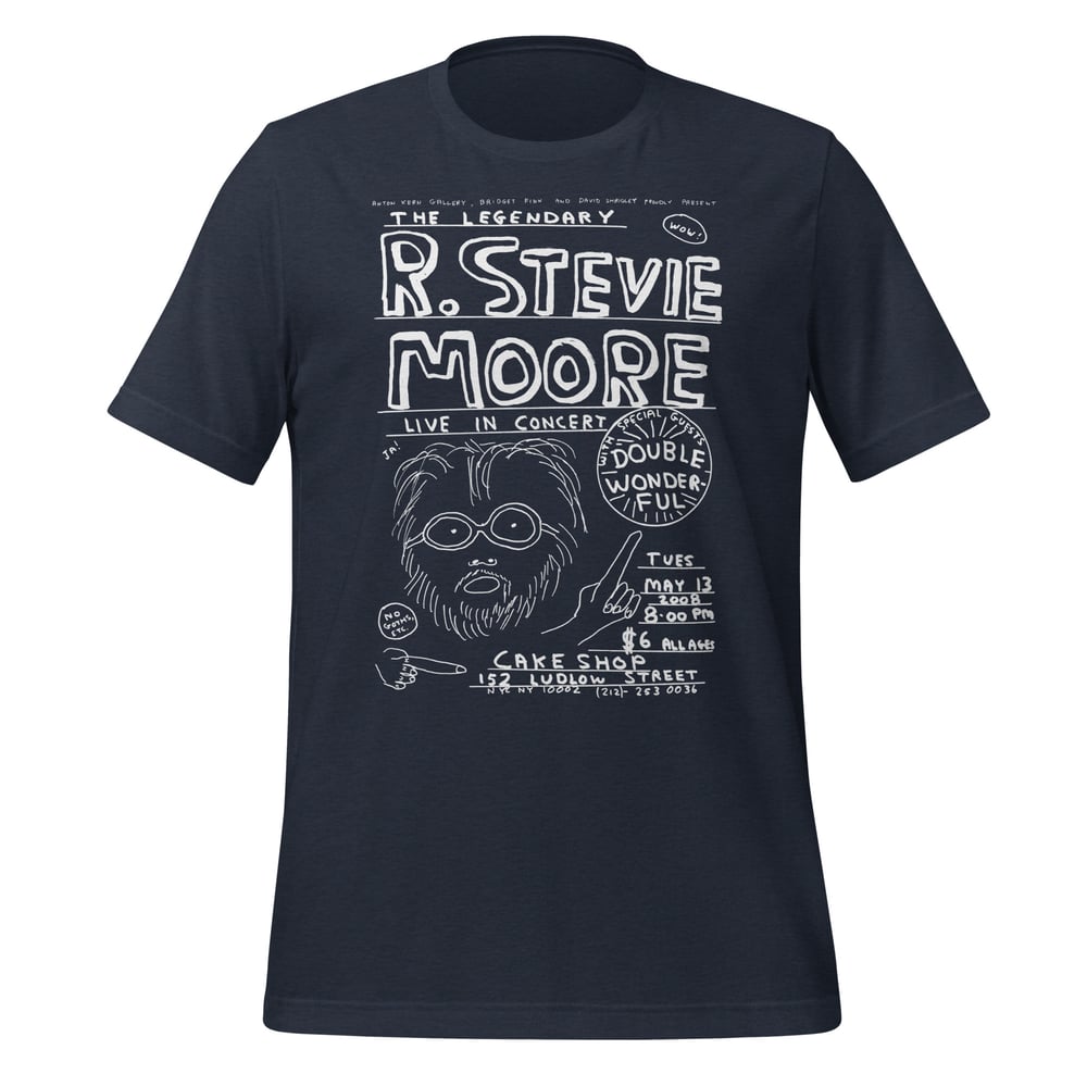 R. Stevie Moore x David Shrigley limited edition CAKE SHOP unisex t-shirt - white print