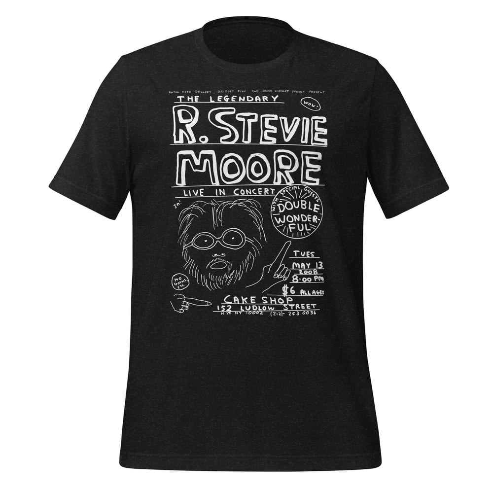 R. Stevie Moore x David Shrigley limited edition CAKE SHOP unisex t-shirt - white print