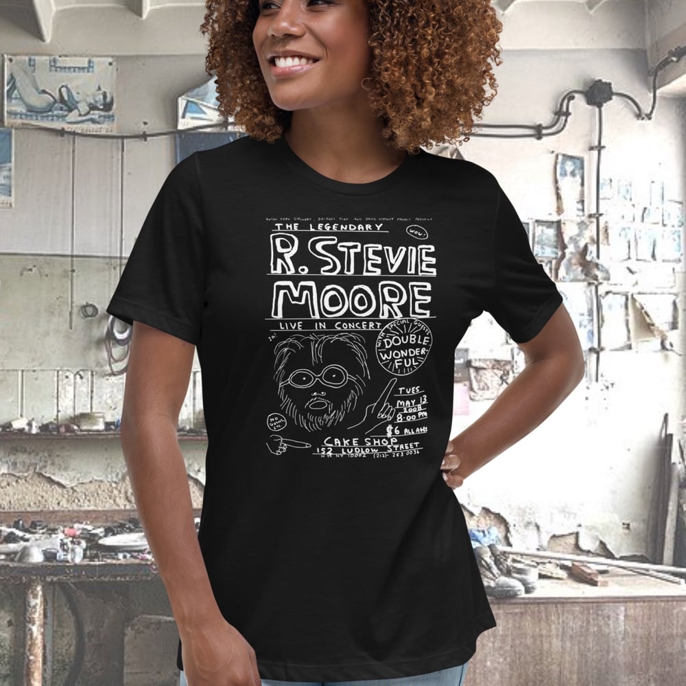 R. Stevie Moore x David Shrigley limited edition CAKE SHOP women's t-shirt - white print