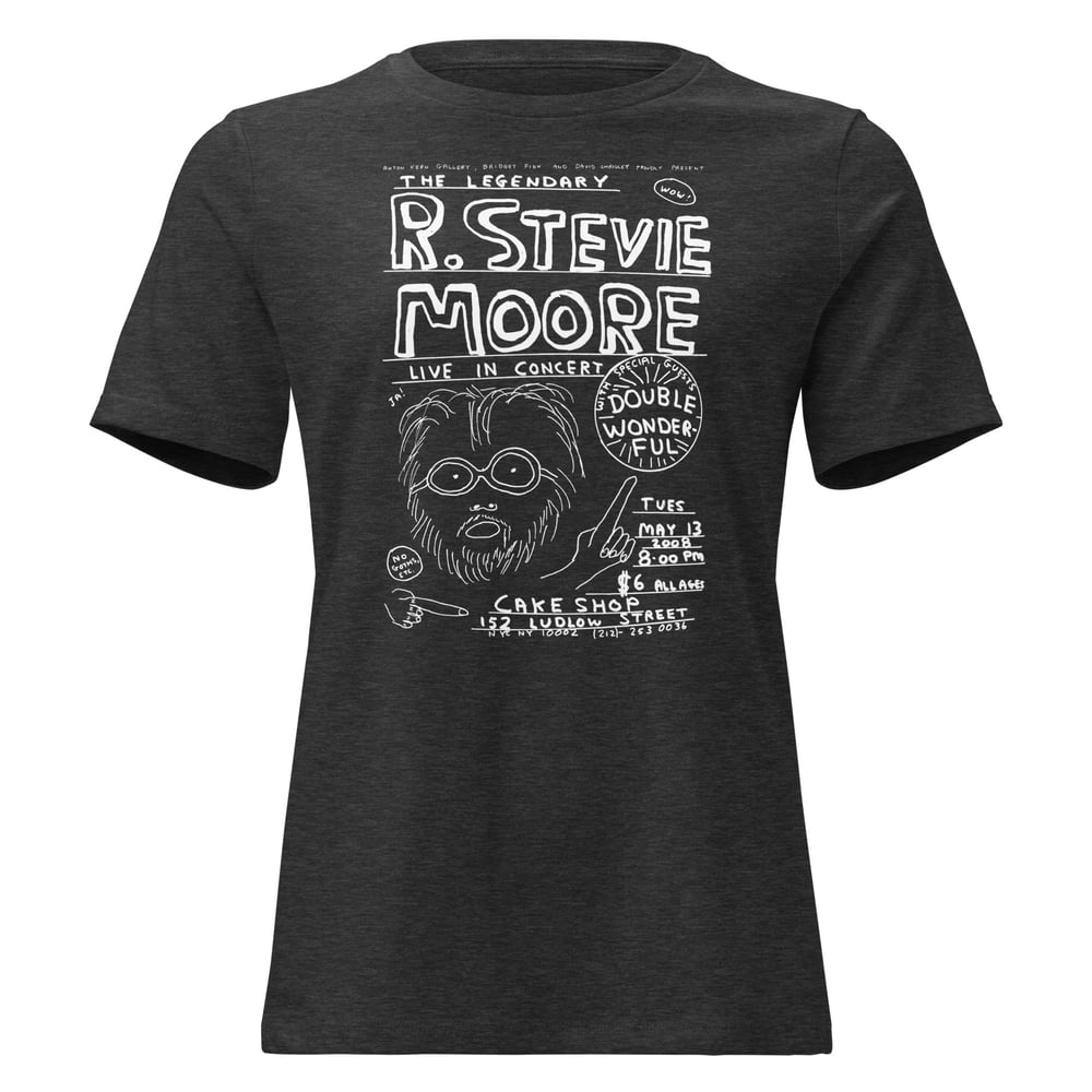 R. Stevie Moore x David Shrigley limited edition CAKE SHOP women's t-shirt - white print