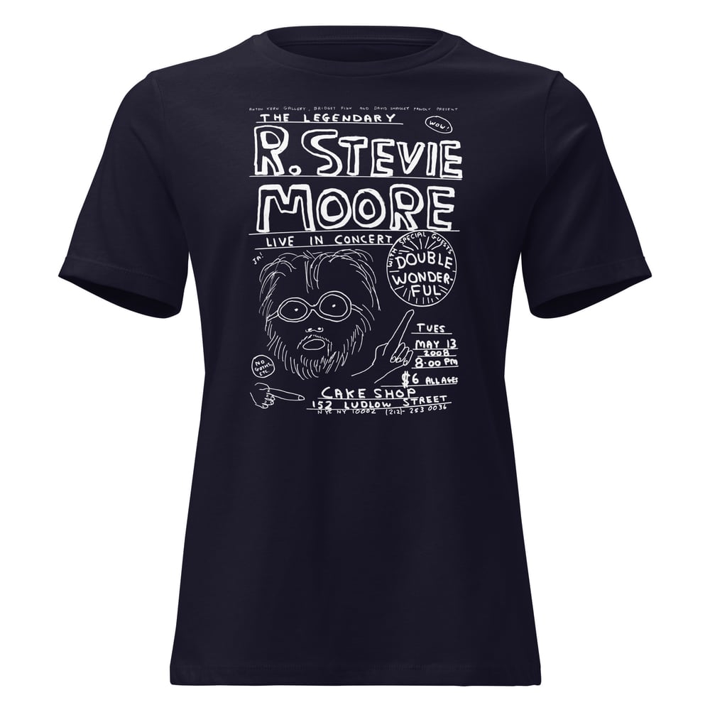 R. Stevie Moore x David Shrigley limited edition CAKE SHOP women's t-shirt - white print
