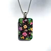 Image 2 of Hibiscus Dark Tropical Painted Pendant
