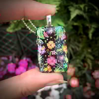 Image 1 of Hibiscus Dark Tropical Painted Pendant