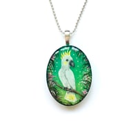 Image 1 of Sulphur Crested Cockatoo Tropical Painted Resin Pendant
