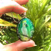 Image 2 of Sulphur Crested Cockatoo Tropical Painted Resin Pendant