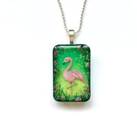 Image 1 of Flamingo Tropical Painted Resin Pendant