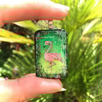 Image 2 of Flamingo Tropical Painted Resin Pendant