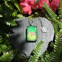 Image 3 of Flamingo Tropical Painted Resin Pendant