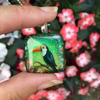Image 4 of Toucan Tropical Painted Resin Pendant