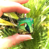 Image 1 of Toucan Tropical Painted Resin Pendant
