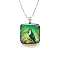 Image 2 of Toucan Tropical Painted Resin Pendant