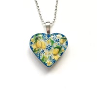 Image 3 of Lemons Abstract Painted Heart Pendant