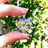 Image 1 of Lemons Abstract Painted Heart Pendant