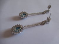 Image 3 of Danish Royal Family Inspired Classic Natural Turquoise and Crystal Drop Earrings